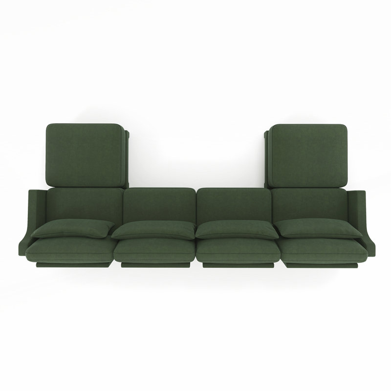Élégant canapé rembourré en chenille avec capitonnage sur mesure et repose-pieds assorti, parfait pour les espaces de vie modernes et confortables.