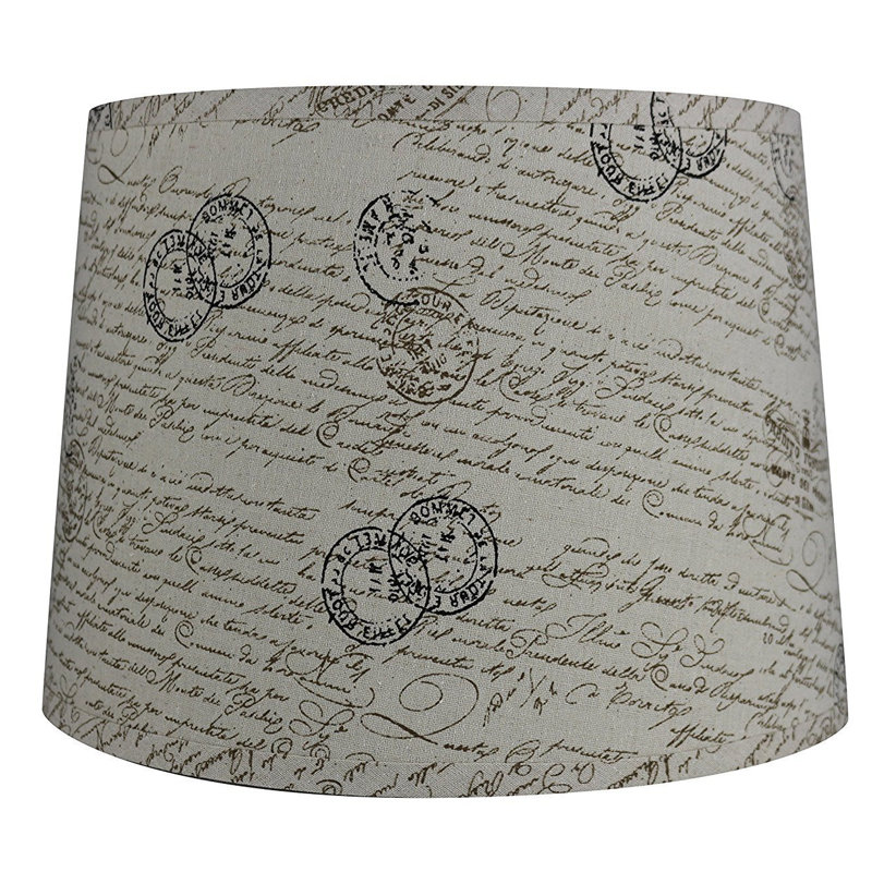 Abat-jour tambour en lin H 8,5 po x l 12 po (araignée), 10'' H x 14'' W, Brun
