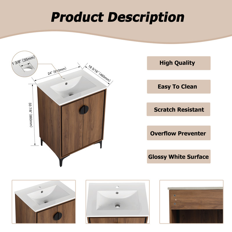Ensemble de meuble-lavabo simple 24 po Fazeley