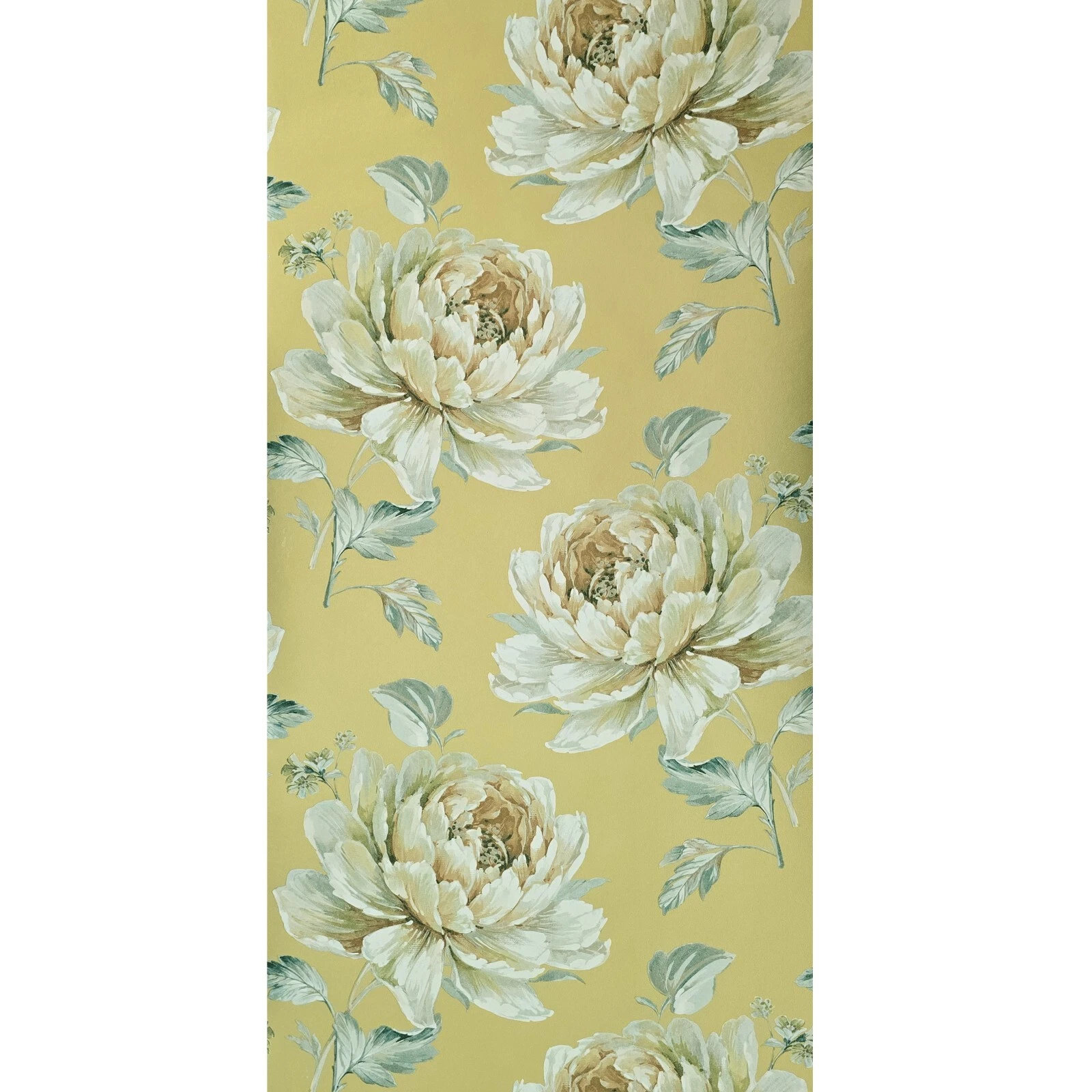 Red Barrel Studio® Gold Metallic Off White Floral Large Peony Blossom ...