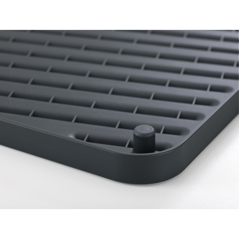 Gray Foldable Plastic Dish Draining Board with Pop-Up Rack