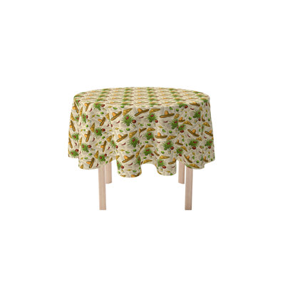 Round Floral Cotton Twill Tablecloth