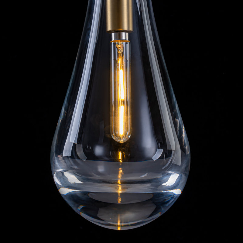 1-light Raindrop Modern Thick Glass Pendant, Gold