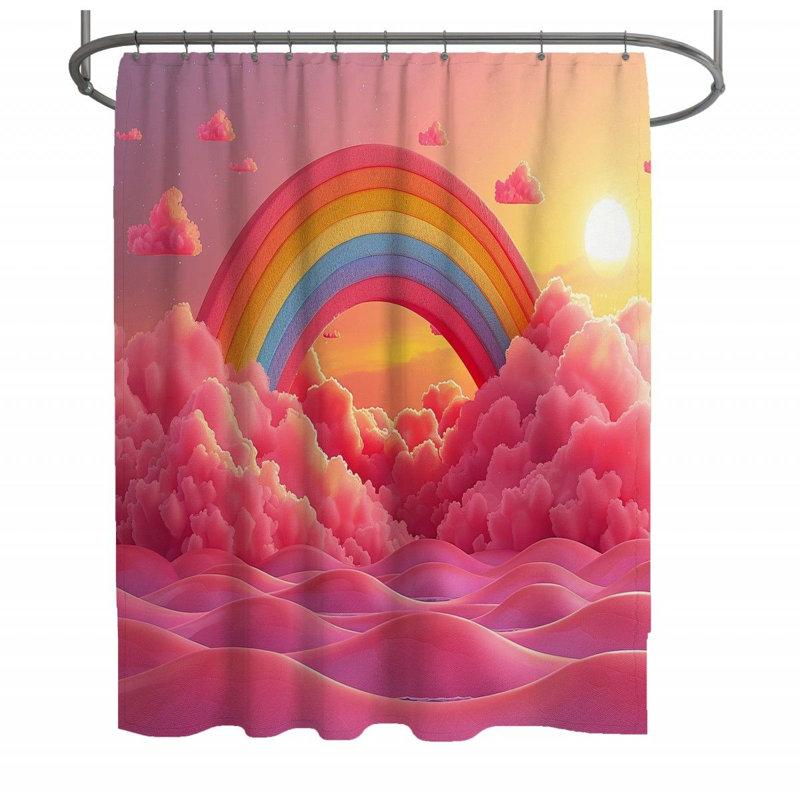 Rideau de douche arc-en-ciel - Décoration de salle de bain paysage, H 83 po x l 70 po