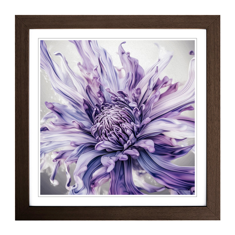 Lavender Flower Abstract Art No.2 - Single Picture Frame Print on Wood, Walnut