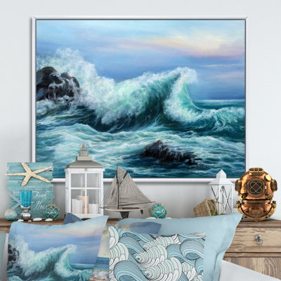 «Wild Blue Ocean Waves X», reproduction de cadre photo sur toile