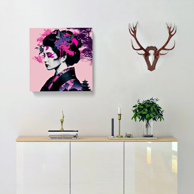 Geisha Vaporwave - Wrapped Canvas