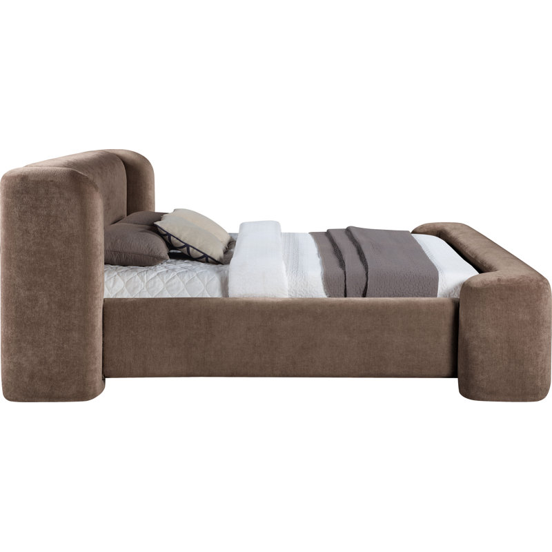 Lit en tissu Modena Jadeth Chenille, Très grand, Tissu chenille brun