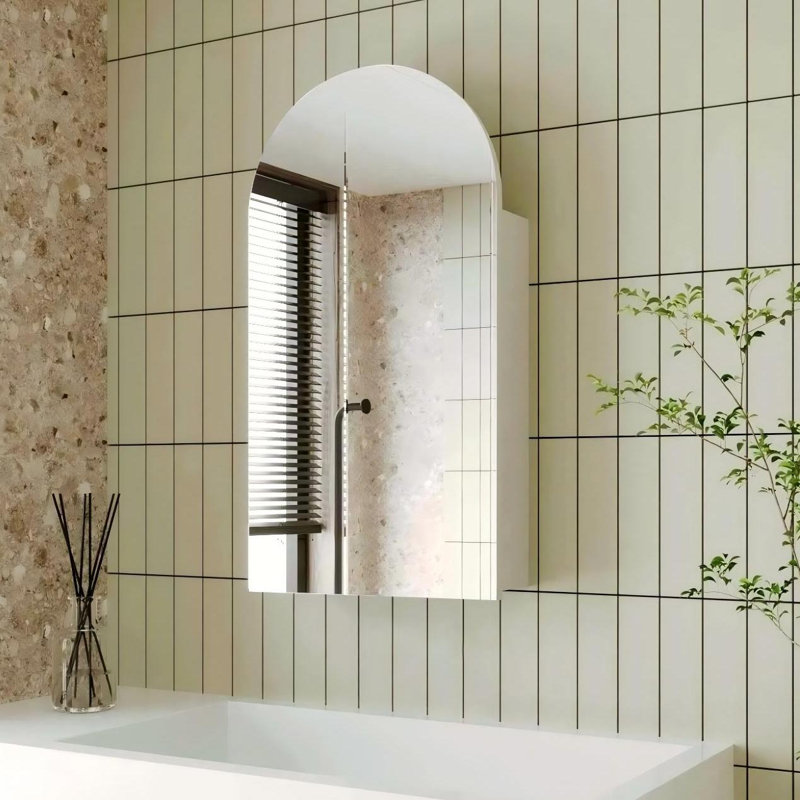 Pre-Assembled Arch Bathroom Storage Cabinet - Medicine Cabinet with Mirror - Wall Mirror Cabinet, White