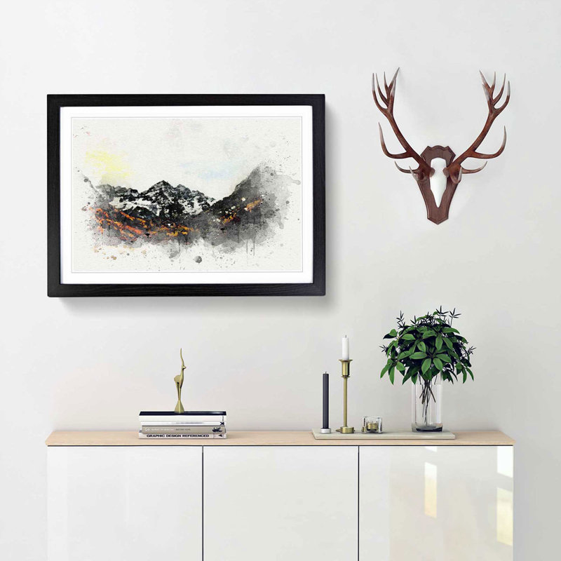Maroon Bells Mountains in Colorado in Abstract - Framed Print, 40cm H x 60cm W x 2cm D, Black