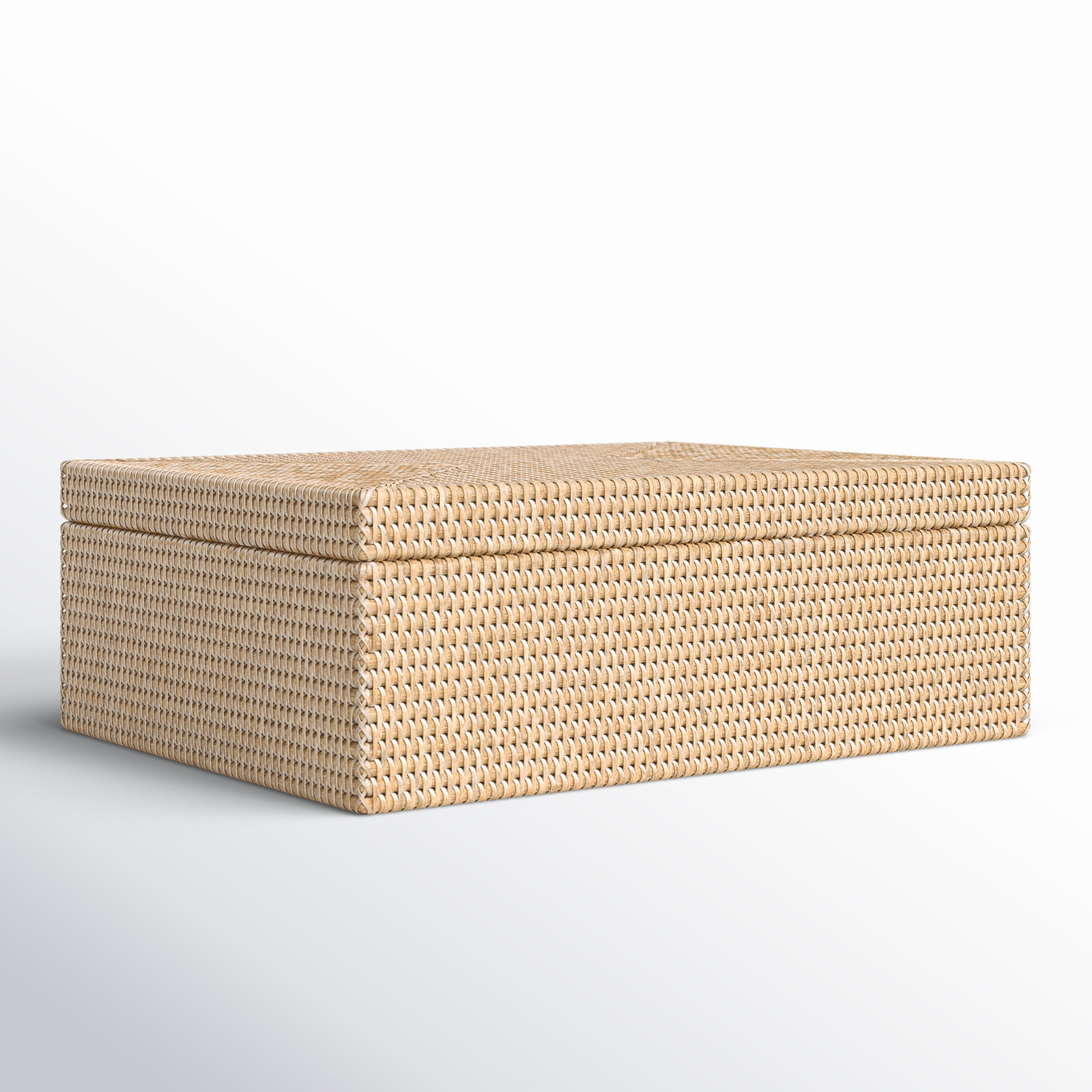 Handwoven Rattan Storage Basket, White Wash