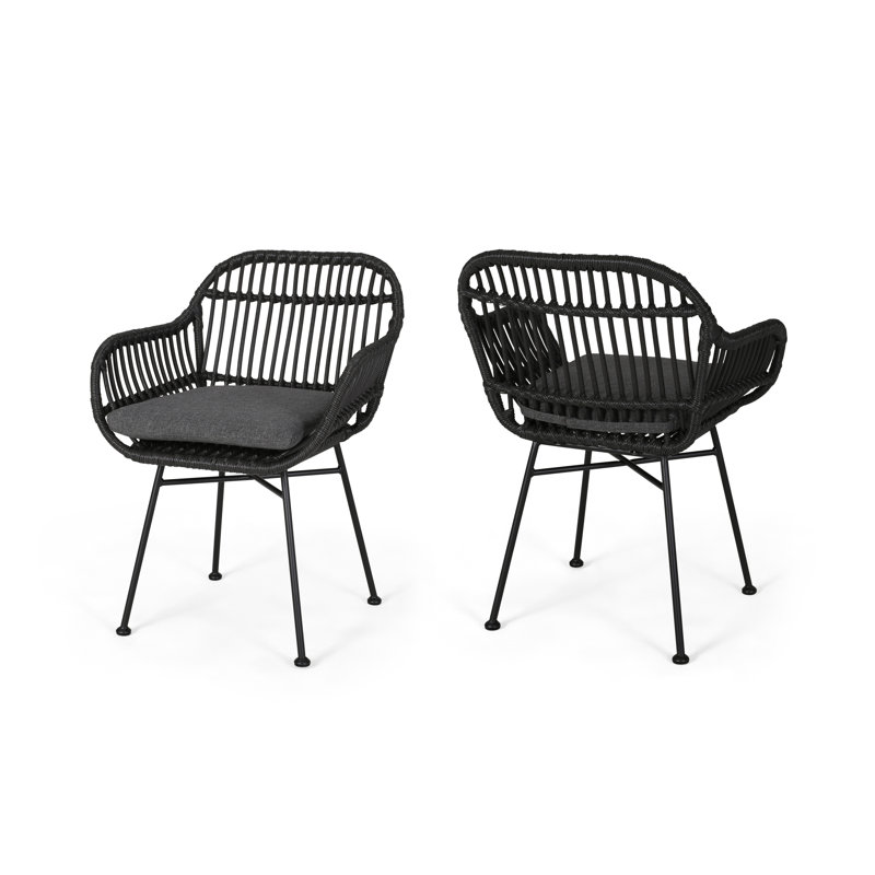 Chaise de patio avec coussins Aaronn, Gris foncé / Gris
