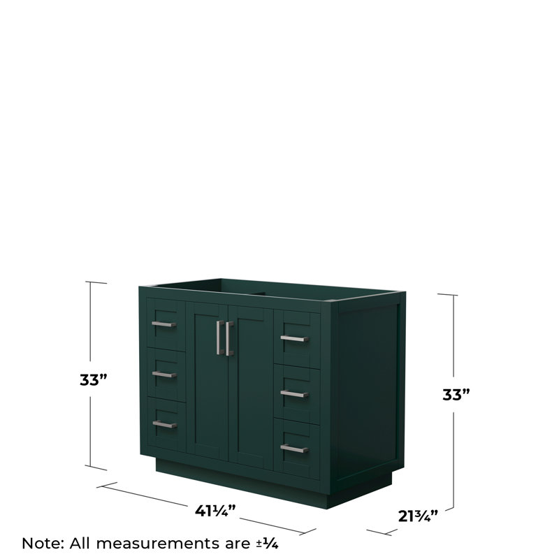 Base de meuble-lavabo simple autoportante 41,25 po Miranda, Vert foncé / argent
