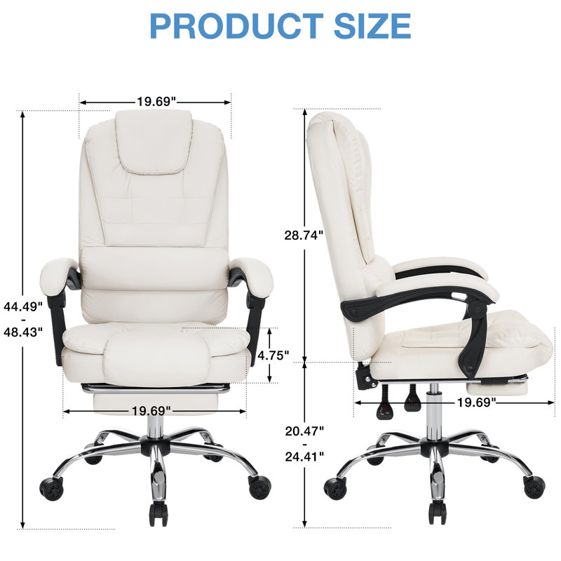 Fauteuil de bureau ergonomique avec repose-pieds Markisha, Blanc