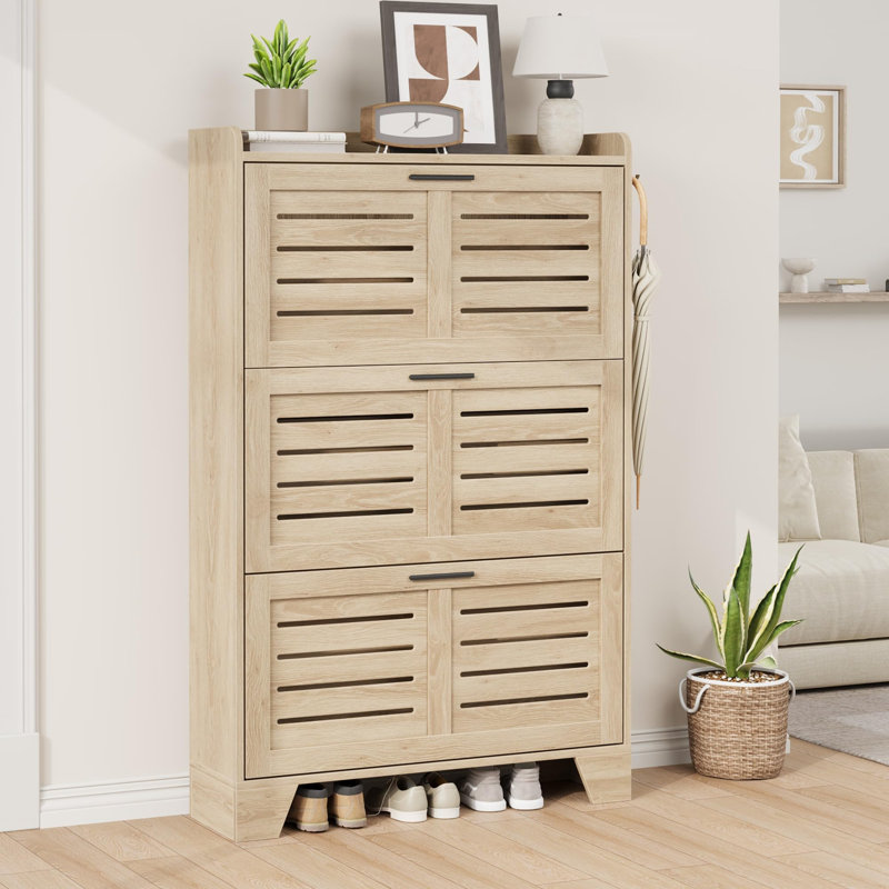 Armoire de rangement pour chaussures GarveeHome, Bois naturel