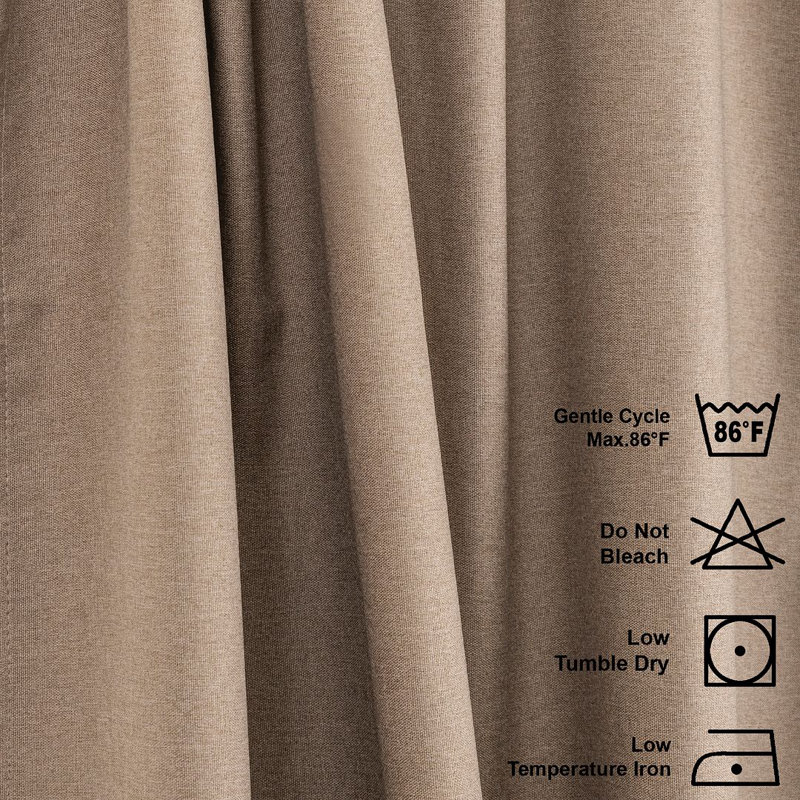 LAXTON Room Darkening Extra Long & Extra Wide Decorative Curtain, Beige, 100" W x 132" L