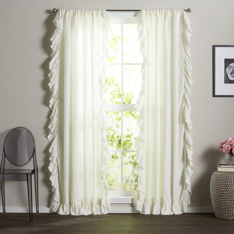 Paire de rideaux semi-transparents Reyna, Ivoire, l 54 po x L 63 po
