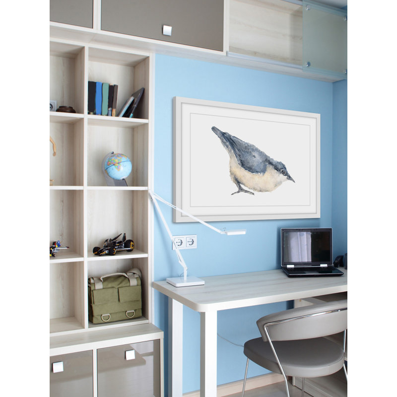 'Nuthatch Bird' by Thimble Sparrow Framed Print, 16" H x 24" W x 1.5" D