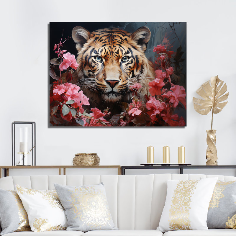Tigre romantique sur toile, H 12 po x l 20 po x P 1 po, Toile tendue