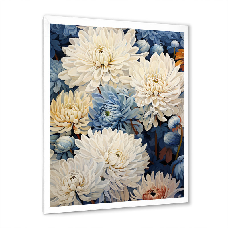 Minimalisme mamans en beige et bleu pâle sur toile, Cadre simple blanc, H 40 po x l 30 po x P 1,5 po