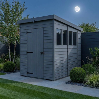 Total Sheds 5ft x 10ft Composite Pent Garden Shed - Single Door - With Windows - EPDM Rubber Roof - UK Manufactured