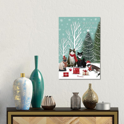 Chats de Noël - reproduction d'art murale - toile tendue