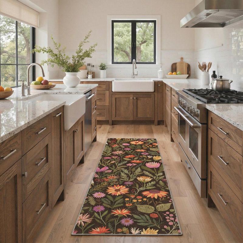 Tapis d'intérieur lavable à la machine Floret avec envers antidérapant, Tapis de couloir 2 pi 3 po x 6 pi