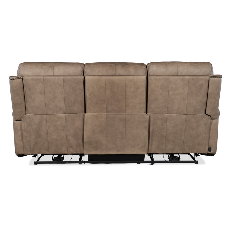 Kalahari Camel Leather Reclining Sectional with Cup Holder