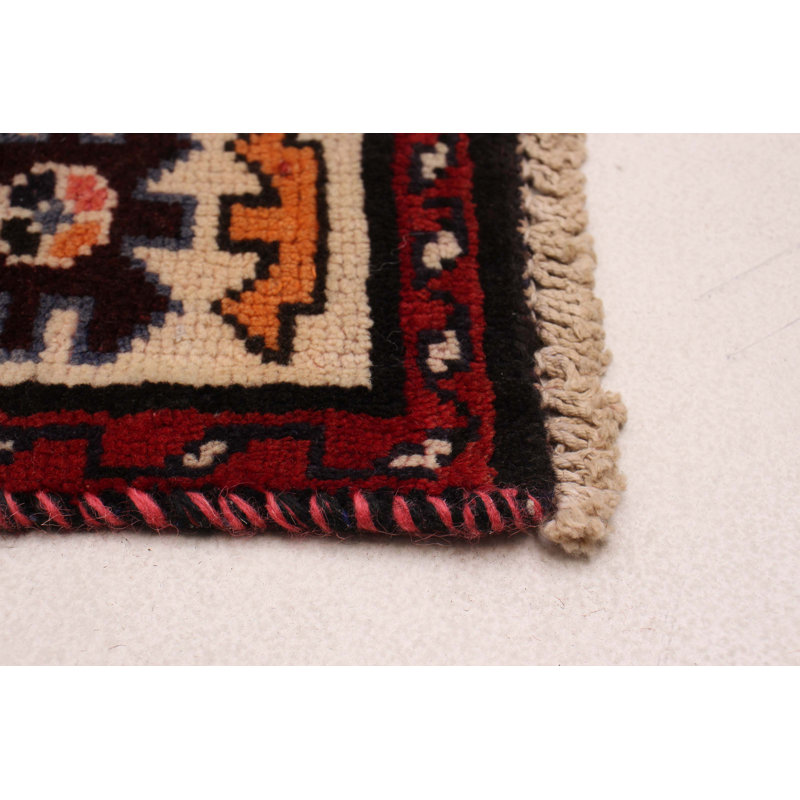 Tapis rouge en laine des années 1990 4 pi 9 po x 9 pi 5 po Melis