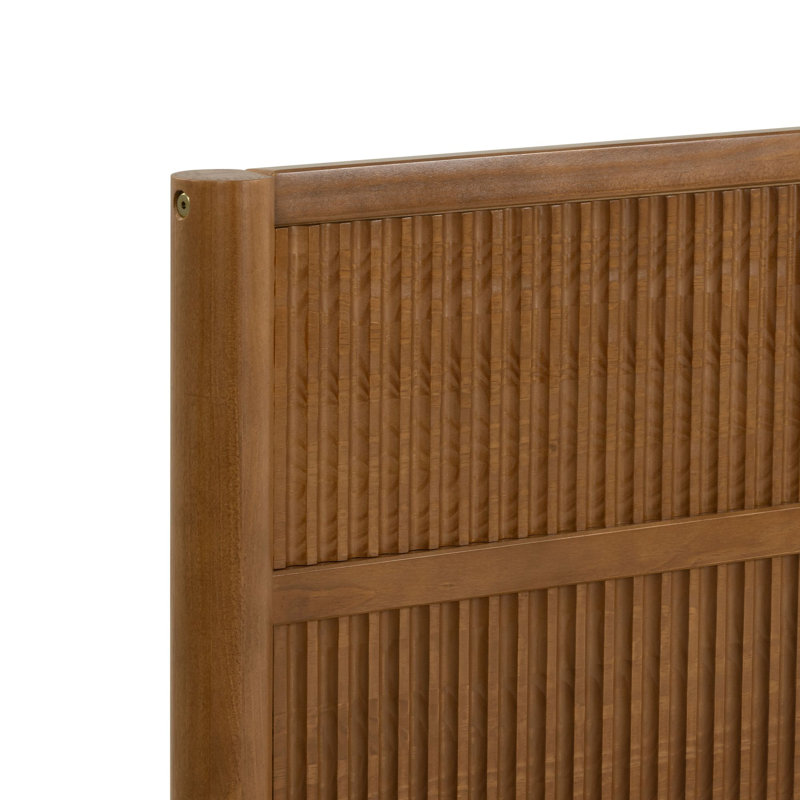 Sera Fluted Solid Wood Platform Bed, Pecan, Queen