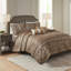 Ensemble de courtepointe 6 pièces jacquard avec coussins décoratifs brun / or-126579776