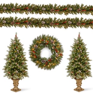 Think Wing Christmas Garland, 6.5ft Red Berry Garland Christmas