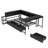 Full Size Corner Bed Frame with Bookcase, 2 Underbed Storage Drawers, LED Light & Charging Station, Left-Right Interchangeable, Modern, Black-589798191-589798188