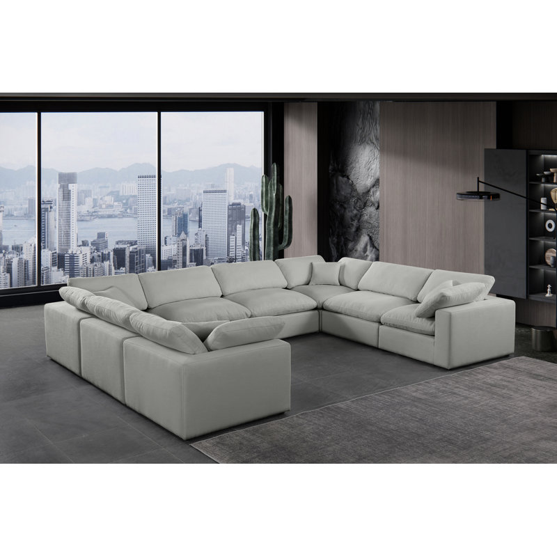 Canapé modulaire 8 pièces 8 pièces, Tissu gris texturé en lin