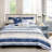 King/ King Quilt - 6 Piece With Soft Throw Pillows Blue Watercolor Design