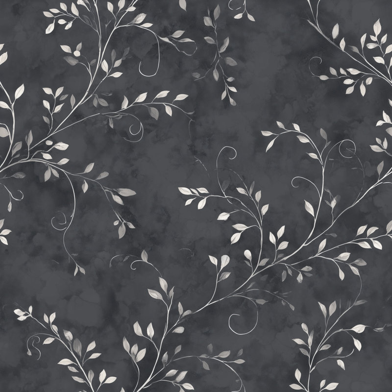 Papier peint botanique gris anthracite Moody, Peler et coller