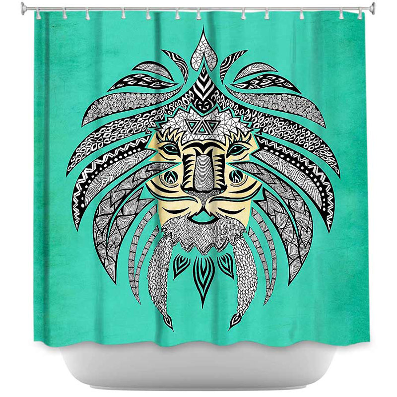 Rideau de douche simple tribal lion turquesa