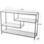 Étagère de rangement en métal noir à 4 tablettes avec tablettes en verre transparent