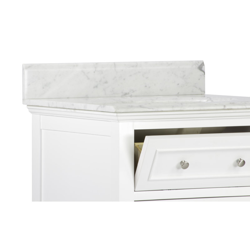 Chatwin 24'' Single Bathroom Vanity with Marble Top, White