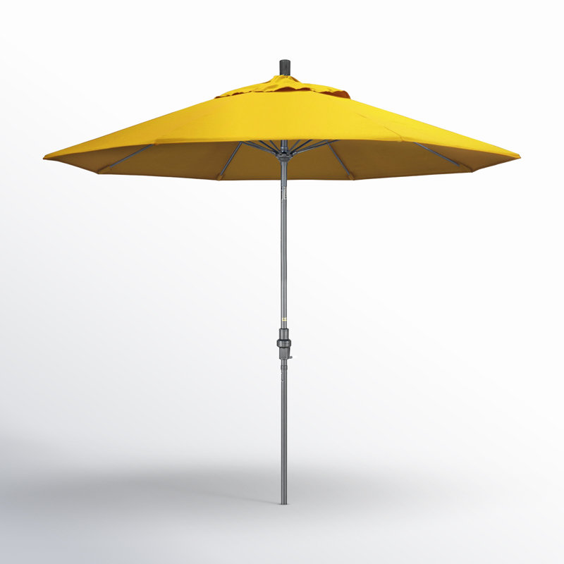 Parasol de marché Sunbrella® 9 pi Roverta, Toile Sunbrella® jaune tournesol, Argent