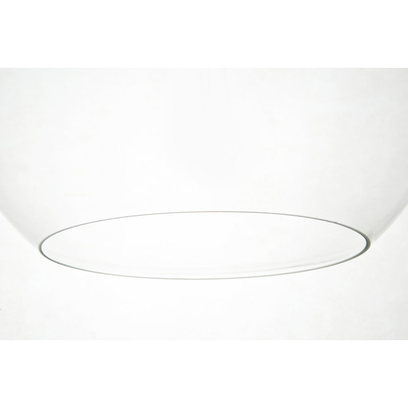 Luminaire suspendu sphérique simple à 1 lumière Snead, Noir, Transparent, H 73 po x l 13,8 po x P 13,8 po