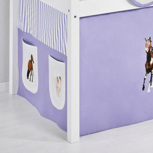 Pferde Bed Frames Mid Sleeper Loft Bed by Lilokids, 90cm W x 200cm L, Purple/​Beige