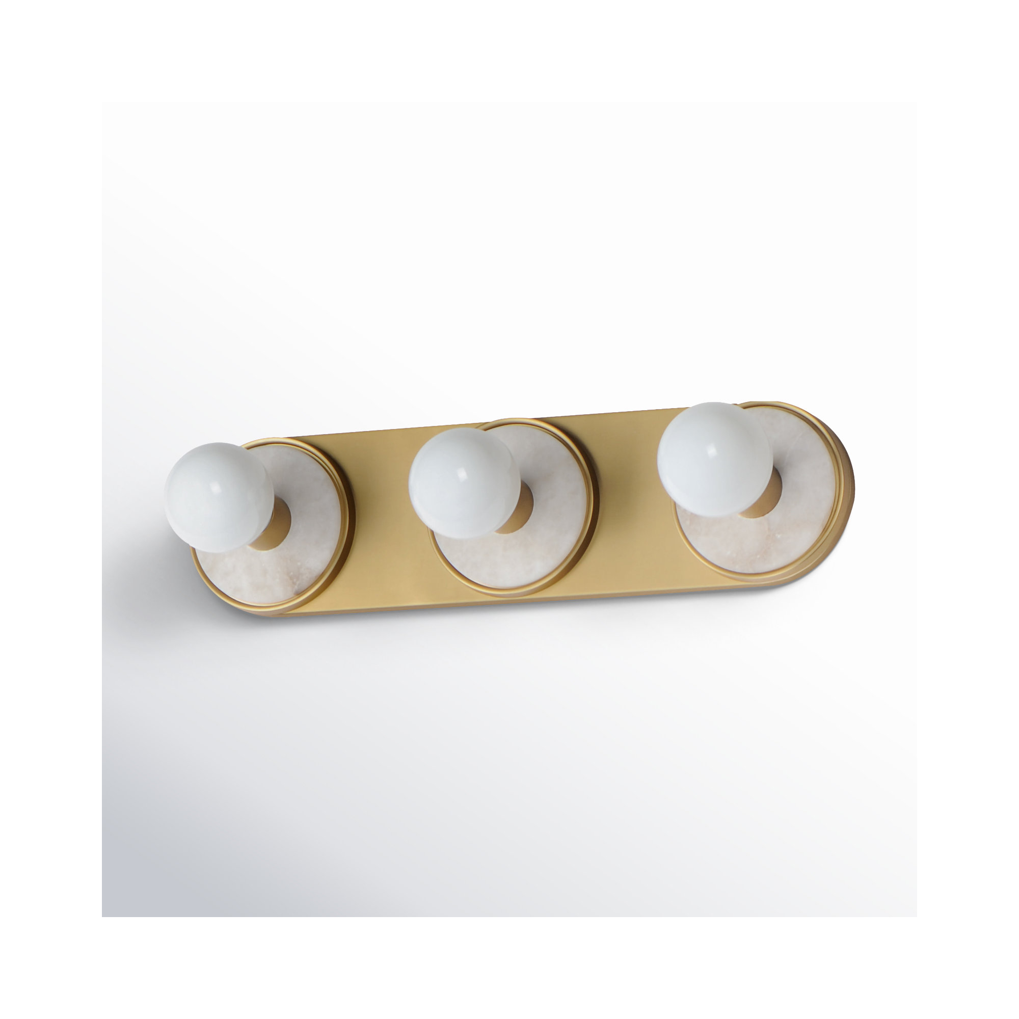 Rocha 3 Light Alabaster Dimmable Bath Bar, No, White Alabaster/Natural Aged Brass