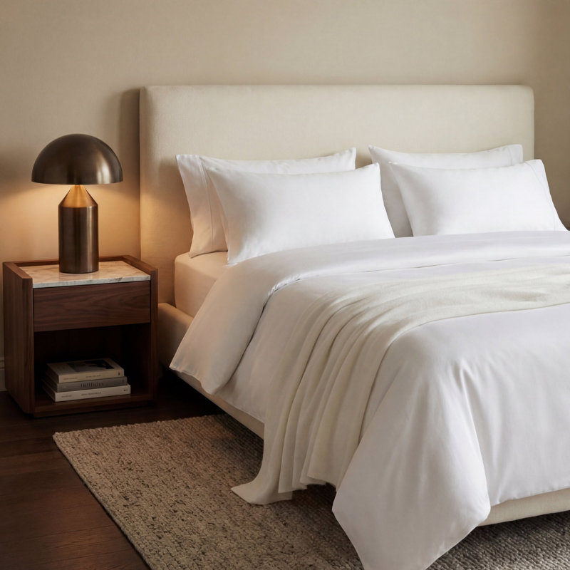 100% Cotton Sateen 460 Thread Count 4-Piece Bedding Set, Single, White, 50x75cm Pillowcase