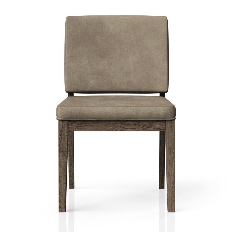 Fauteuil à dossier souple en cuir latte de 2 - brun, design moderne, bois massif +, 23,05 po Profondeur, l 19,76 po, cuir H 32,32 po, largeur, P