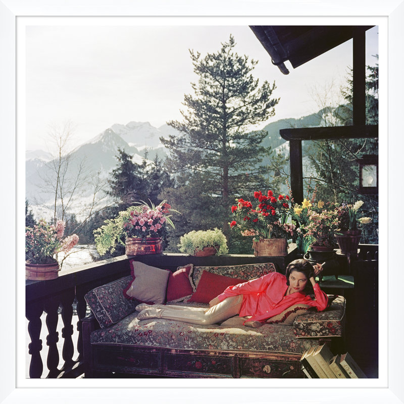 Apres Ski Print by Slim Aarons, White Single Picture Framed, 51.5" H x 51.5" W x 1.5" D