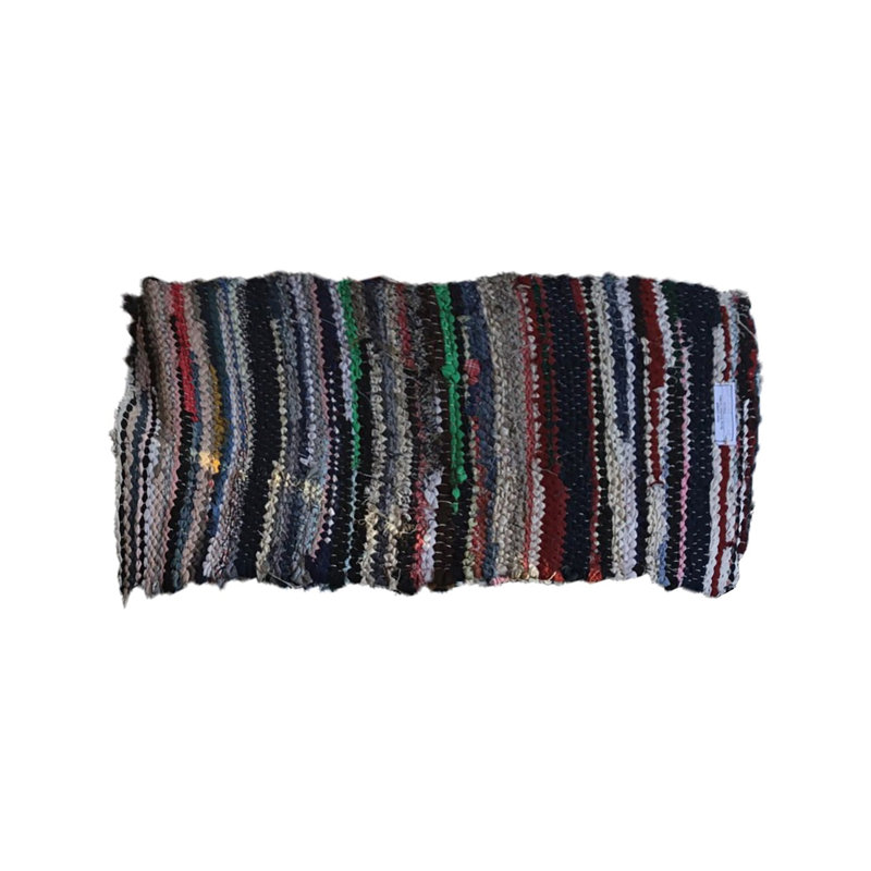 Tapis multicolore en coton tissé à la main et à plat, Rectangle 2 pi 1 po x 2 pi 6 po