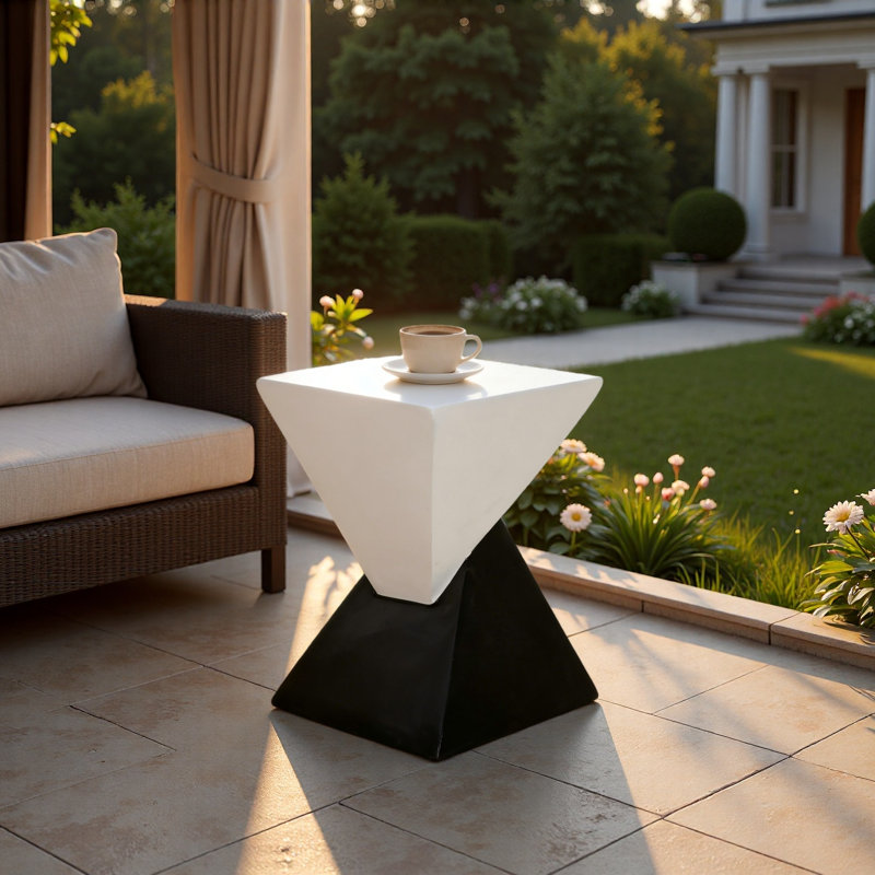 Table d'appoint d'extérieur moderne à deux tons MGO, Noir / blanc