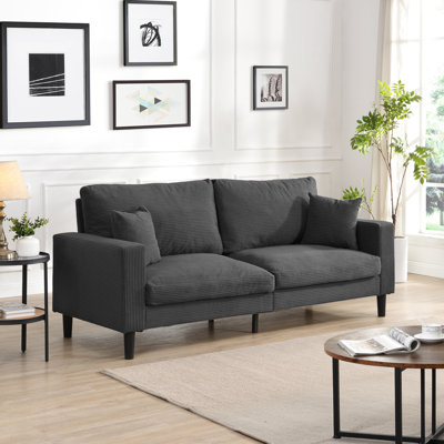 Modern Comfy 3 Couch, Gray Corduroy, Wooden Frame For Living Room 74" Spacious , Upholstery, Wood Construction All Dorm Spaces
