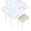 Commode de meuble-lavabo de luxe à finition blanche avec miroir et tabouret à DEL, grand rangement pour les cosmétiques et les accessoires-116127569